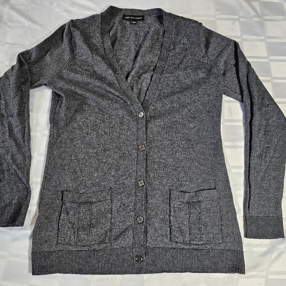 LADY HATHAWAY BUTTON UP FRONT LONG SLEEVE MEDIUM SWEATER WOMEN'S GRAY FASHION